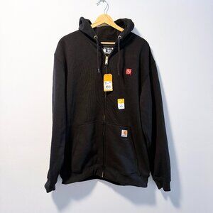 NWT Carhartt K122 Midweight Black Full Zip Hoodie Large